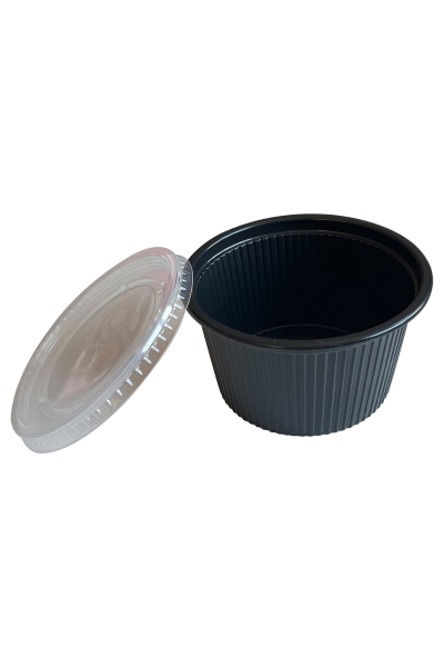 Şeffaf Kapaklı Plastik Çorba Kasesi Siyah 16oz 11x6cm 30lu - 2