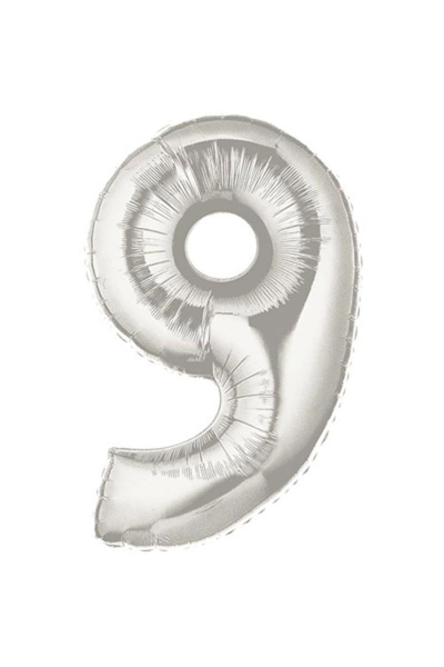 Şekilli Supershape Silver Rakam Folyo Balon 9 Numara - 1