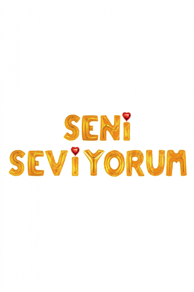 Seni Seviyorum Altın Harf Folyo Balon Set 35cm 15li - 1