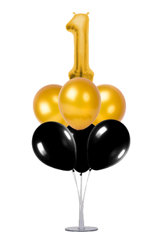 Siyah-Altın 1 Rakam Balon Standı Seti 22 Parça - 1