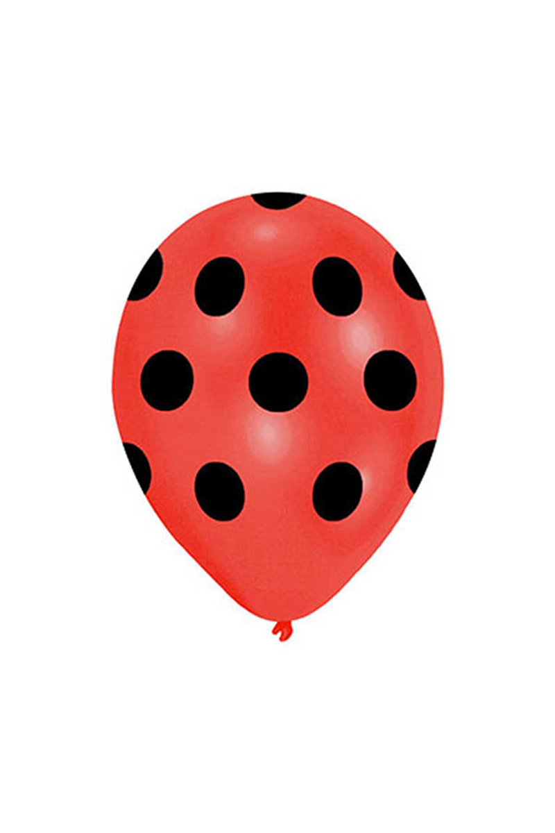 Siyah Puantiyeli Kırmızı Balon 30cm (12inch) 10lu - 1