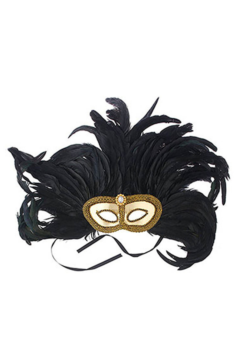 Siyah Uzun Tüylü Balo Maskesi 1 Adet - 1