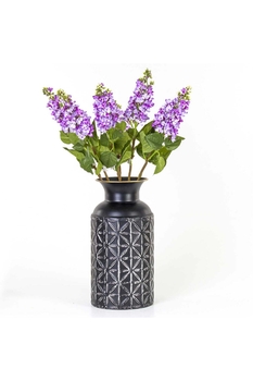 Metal Çiçek Desenli Vazo Siyah Renk 20x40cm 1 Adet - 2