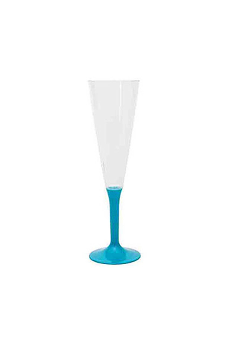 Plastik Açık Mavi Ayaklı Şampanya Kadehi 10lu