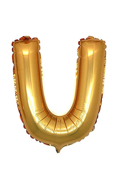 U Harf Altın Folyo Balon 90cm (40 inch) 1 Adet