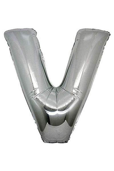 V Harf Gümüş Folyo Balon 90cm (40 inch) 1 Adet - 1