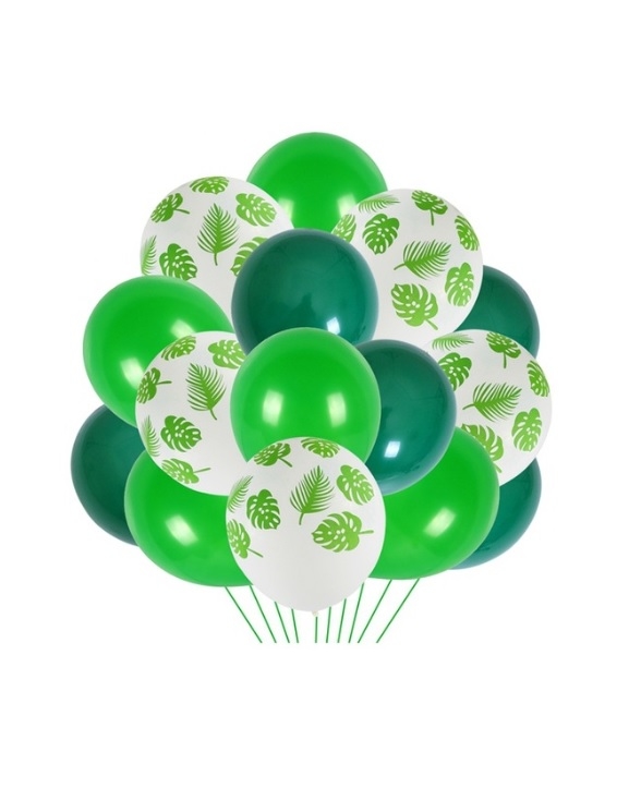 Yaprak Baskılı-Yeşil Balon Demeti 30 Parça - 1