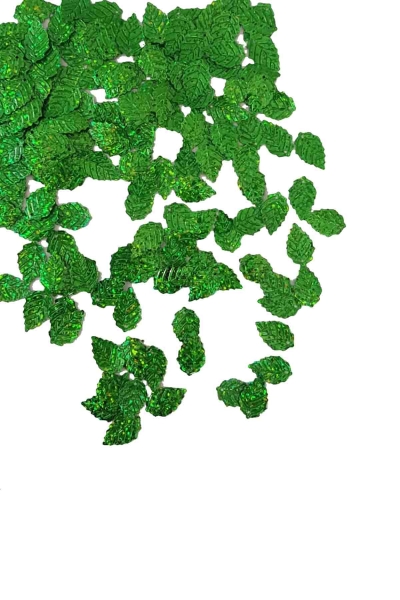 Yeşil Hologramlı Yapraklar Masa Konfetisi 1cm x 2cm 15gr - 1