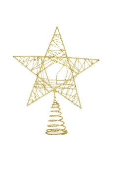 Yılbaşı Ağaç Tepe Süsü Altın Simli Yıldız 18 x 22cm - 2