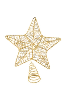 Yılbaşı Ağaç Tepe Süsü Altın Simli Yıldız 18 x 22cm - 1