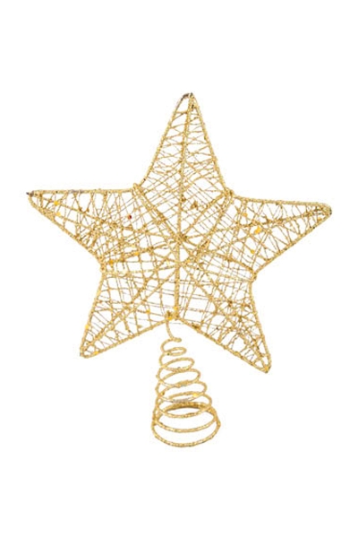 Yılbaşı Ağaç Tepe Süsü Altın Simli Yıldız 18 x 22cm - 2
