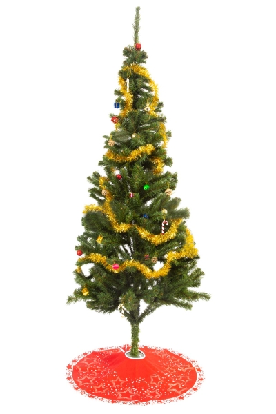 Yılbaşı Çam Ağacı Yeni Yıl Süs Seti Ağaç Altı Örtülü Metalize Simli 180cm Model 3 - 1