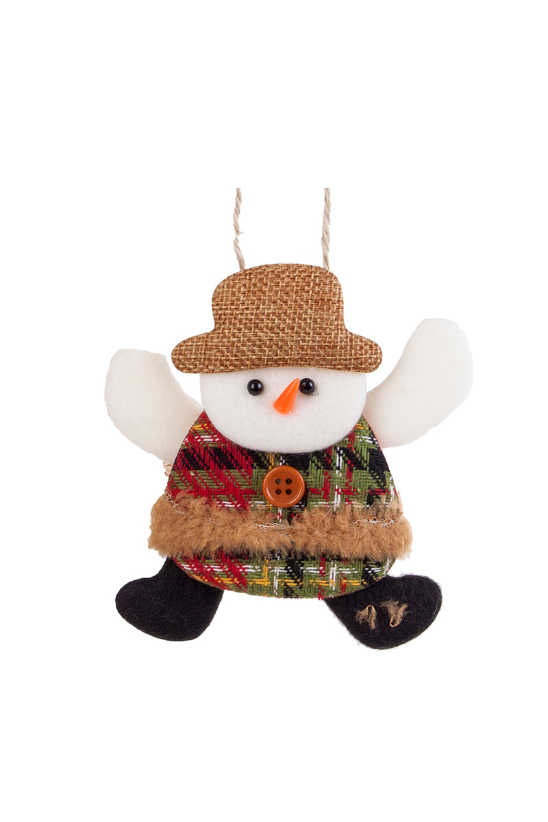 Yılbaşı Kardan Adam Naturel Şapkalı Pelüş Asma Süs 13cm 1 Adet - 1