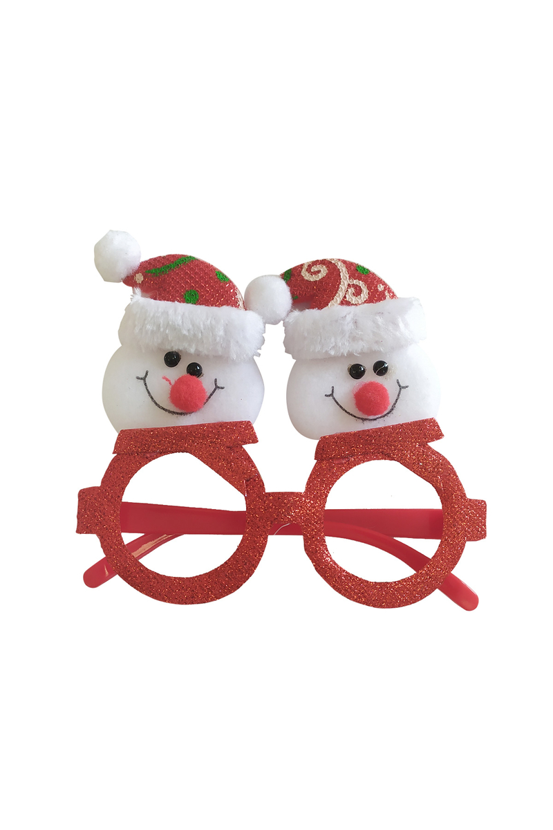 Yılbaşı Kırmızı Simli Noel Şapkalı Kardan Adam Gözlük 1 Adet - 2