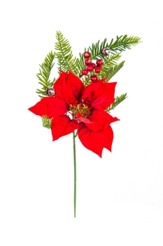 Yılbaşı Kokinalı Puansetya Çiçeği Dekor Süs 38cm 1 Adet - 1