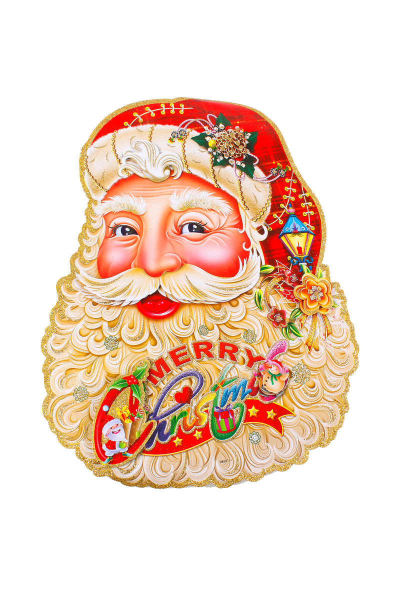 Yılbaşı Noel Baba 3D Duvar Süsü 40 x 30cm 2li - 1