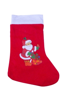 Yılbaşı Noel Baba Desenli Hediye Çorabı 18x25cm 1 Adet - 1