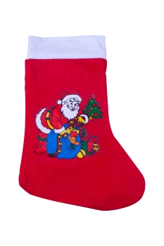 Yılbaşı Noel Baba Desenli Hediye Çorabı 18x25cm 1 Adet - 3