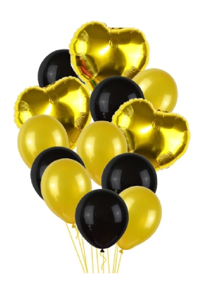 Siyah-Altın Kalpler Balon Demeti 23 Parça - 1