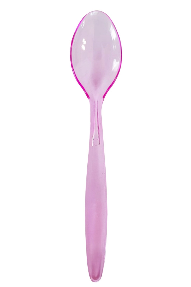 Lüks Plastik Dondurma-Tatlı Kaşık Transparan Pembe 100lü - 1
