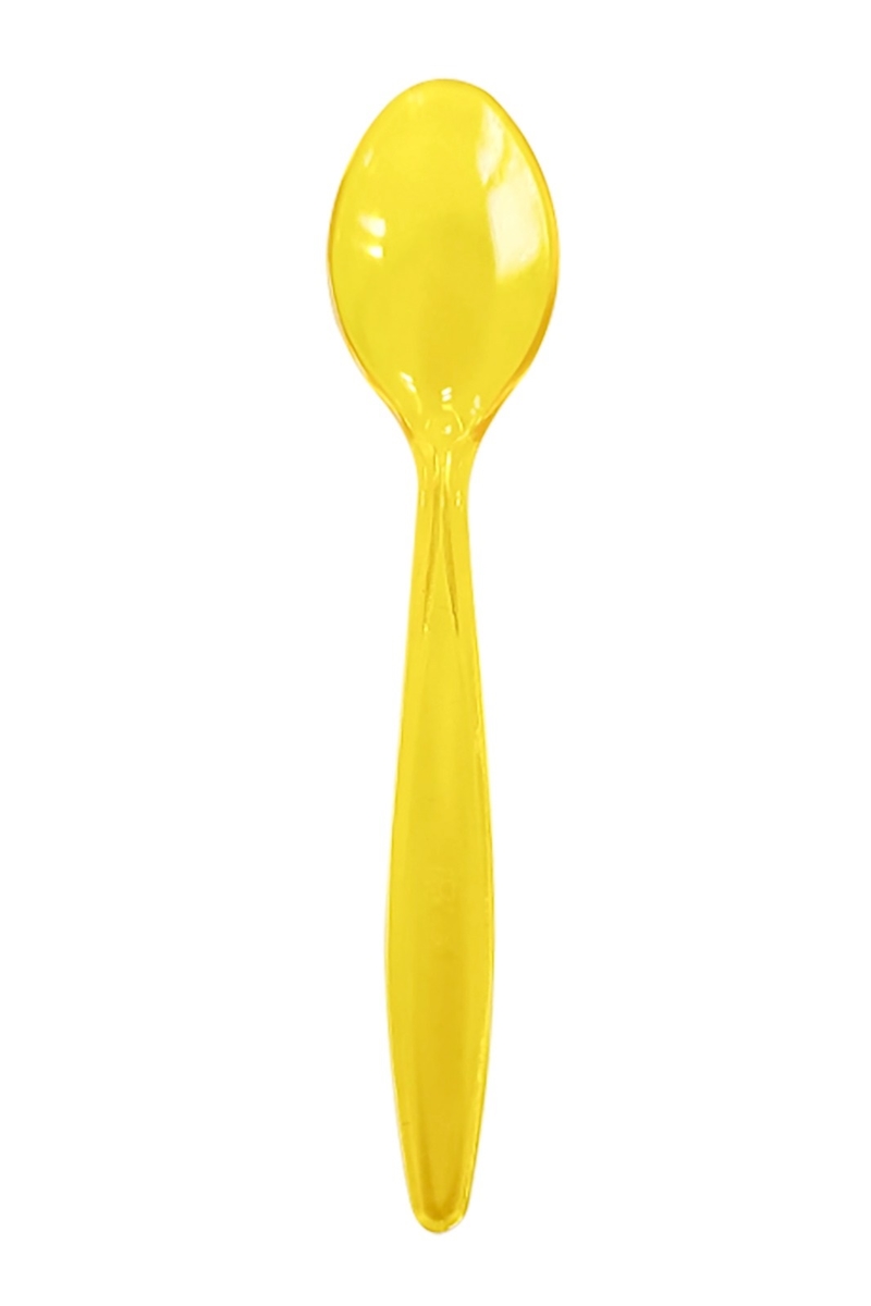 Lüks Plastik Dondurma-Tatlı Kaşık Transparan Sarı 100lü - 1