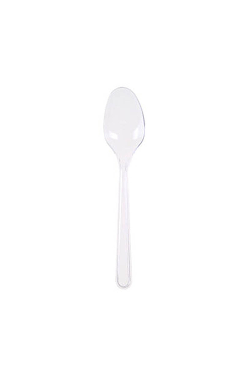 Lüks Plastik Tatlı Kaşık Şeffaf 100lü - 1