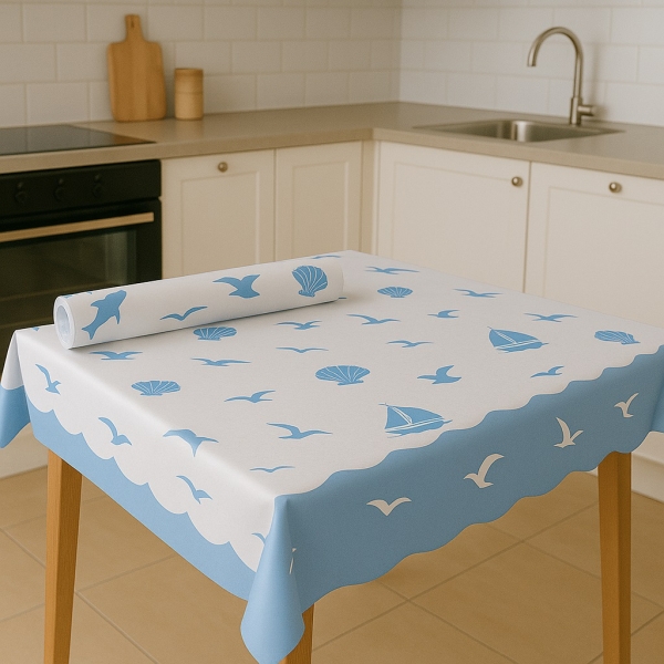 Roll-Up Rulo Kağıt Masa Örtüsü Marin Desenli 100 x 150cm 16 Yaprak - 1