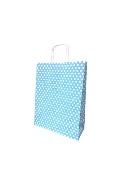 Roll-Up Kraft Çanta Açık Mavi Puantiyeli Orta Boy 25x31cm 25li - 2