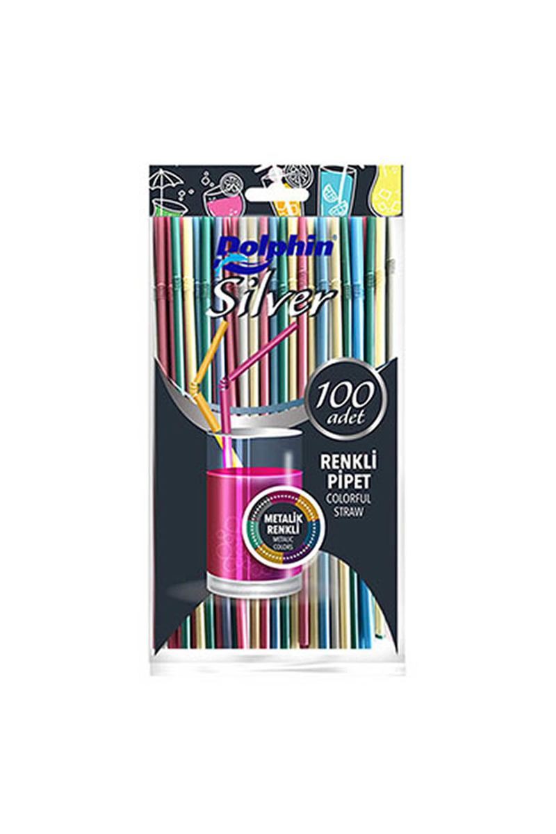 Dolphin Metalik Körüklü Pipet 100lü - 1