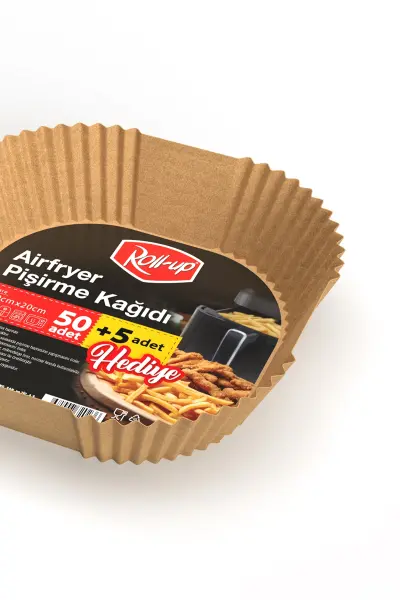 Roll-Up Airfryer Pişirme Kağıdı Kare 20cm 50 + 5 Adet (5 Adet Hediye) - 2