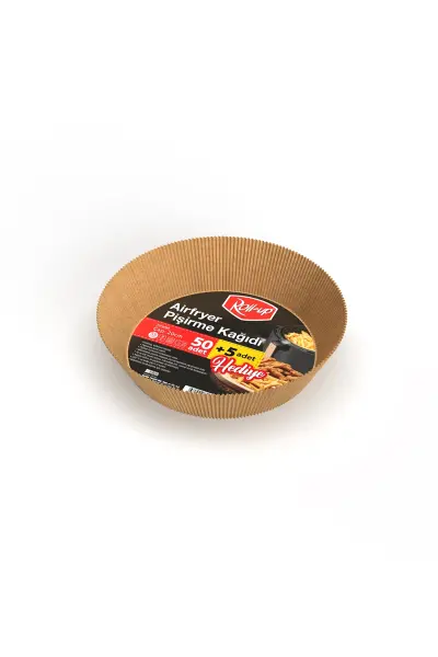 Roll-Up Airfryer Pişirme Kağıdı Yuvarlak 20cm 50 + 5 Adet (5 Adet Hediye) - 1