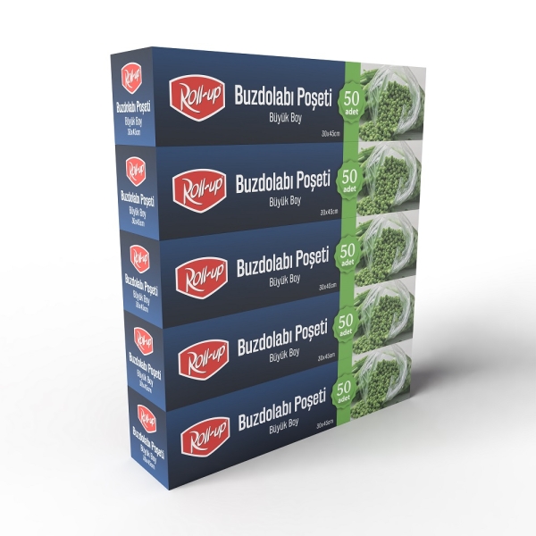 Roll-Up Büyük Boy Buzdolabı Poşeti 30x45cm 50'li x 5 Paket (250 Adet) - 1