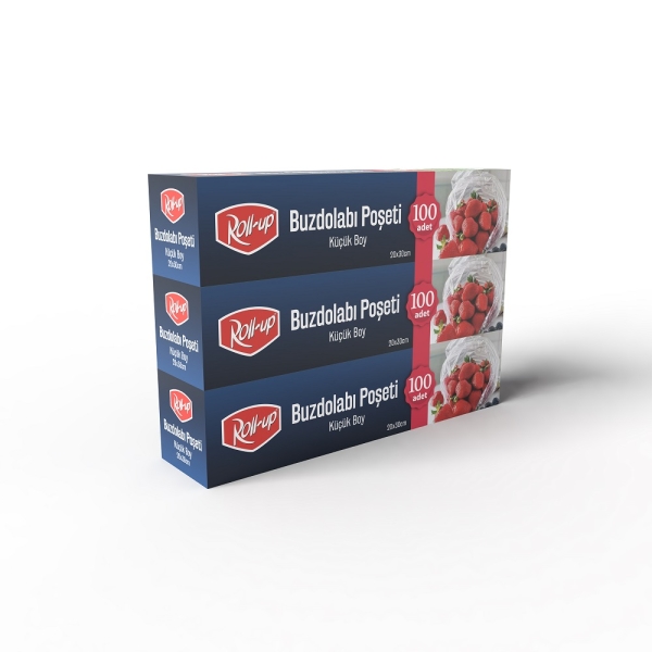 Roll-Up Küçük Boy Buzdolabı Poşeti 20x30cm 100'lü x 3 Paket (300 Adet) - 1