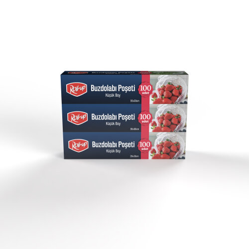 Roll-Up Küçük Boy Buzdolabı Poşeti 20x30cm 100'lü x 3 Paket (300 Adet) - Roll-up