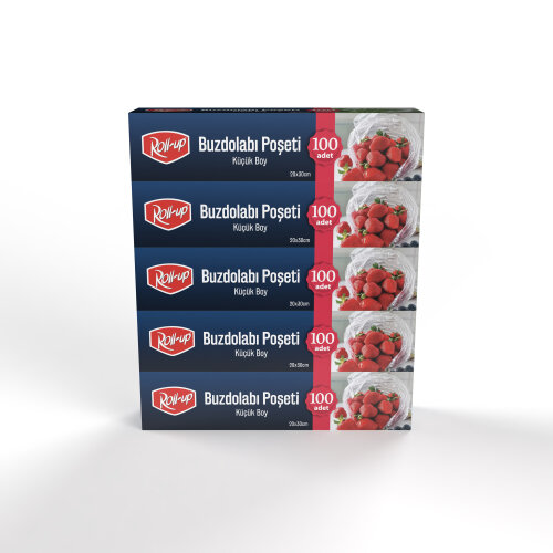 Roll-Up Küçük Boy Buzdolabı Poşeti 20x30cm 100'lü x 5 Paket (500 Adet) - Roll-up
