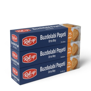 Roll-Up Buzdolabı Poşeti Orta Boy 24x38cm 75 Adet x 3 Paket - Roll-Up