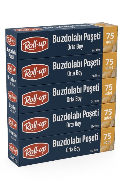 Roll-Up Buzdolabı Poşeti Orta Boy 24x38cm 75 Adet x 5 Paket - 1