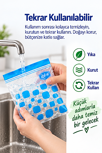 Roll-Up Çift Kilitli Buzdolabı Poşeti 0,4 L + 1 L 30 Adet - 4