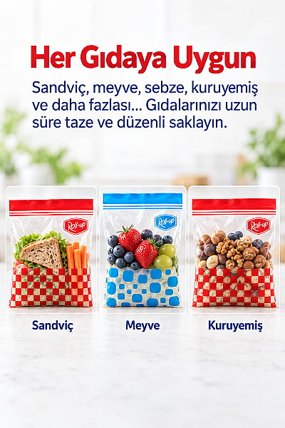 Roll-Up Çift Kilitli Buzdolabı Poşeti 0,4 L + 1 L 30 Adet - 5