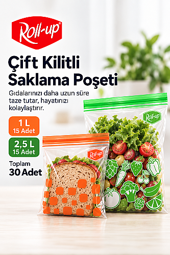 Roll-Up Çift Kilitli Buzdolabı Poşeti 1 L + 2,5 L 30 Adet - 2