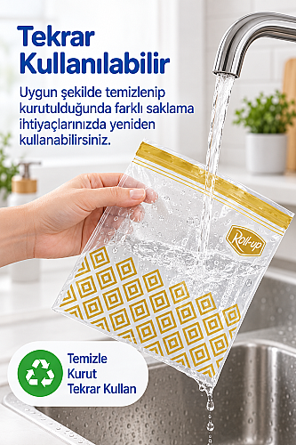 Roll-Up Çift Kilitli Buzdolabı Poşeti 1,2 L 20 Adet - 2