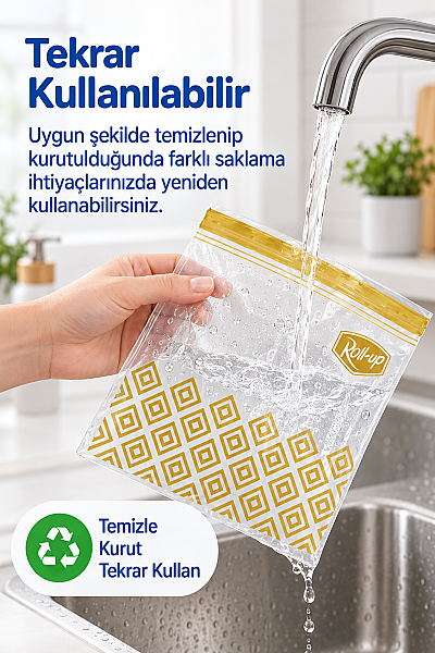 Roll-Up Çift Kilitli Buzdolabı Poşeti 1,2 L 20 Adet - 2