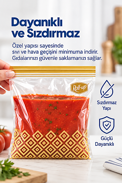 Roll-Up Çift Kilitli Buzdolabı Poşeti 1,2 L 20 Adet - 3