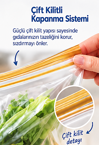 Roll-Up Çift Kilitli Buzdolabı Poşeti 1,2 L 20 Adet - 4