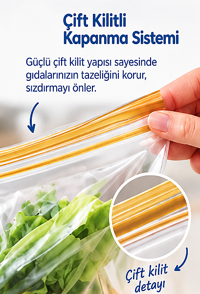 Roll-Up Çift Kilitli Buzdolabı Poşeti 1,2 L 20 Adet - 4