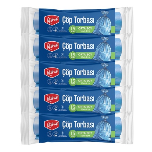 Roll-up Çöp Torbası Orta 55x60cm 15 Adet x 5 Paket - 2