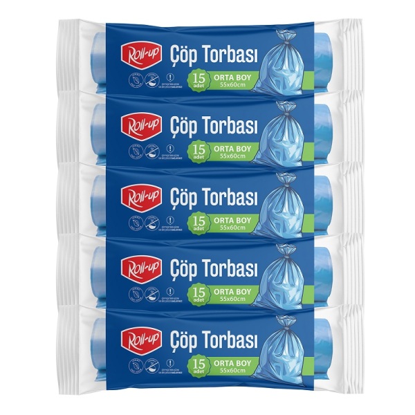 Roll-up Çöp Torbası Orta 55x60cm 15 Adet x 5 Paket - 2