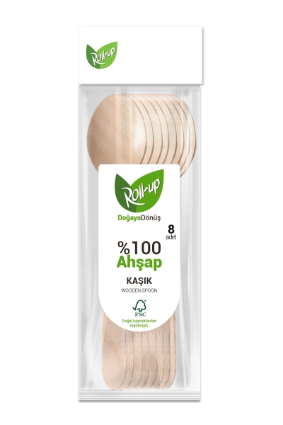Roll-Up Doğa Dostu Ahşap Kaşık 8li - 1