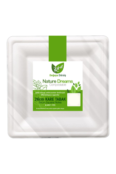 Roll-Up Doğaya Dönüşümlü Kare Karton Tabak 26cm 6 Adet x 48 Paket (Koli) - 2