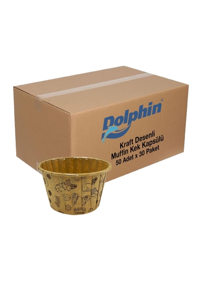 Dolphin Kraft Desenli Muffin Kek Kapsülü 50 Adet x 30 Paket Koli - 1